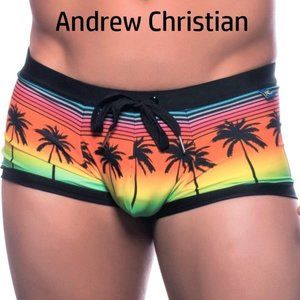 Andrew Christian: Sunset Palms Swim Trunk: 7570: Vintage